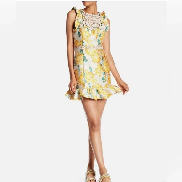 chinese dress ladies Farida Yellow Lace Maxi Dress - US 6